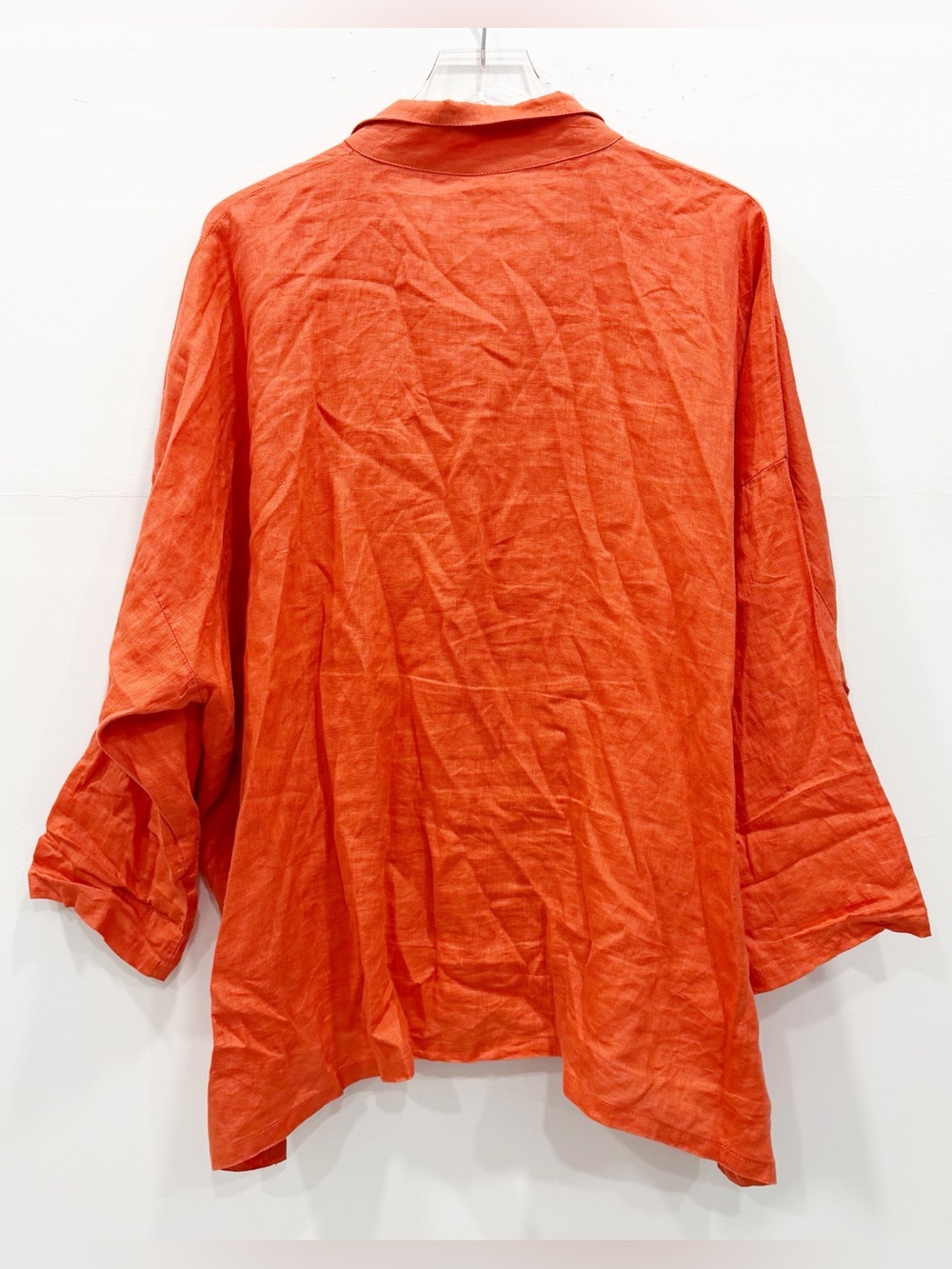 Planet by Lauren G Linen Handkerchief Blouse Buttondown Orange One Size - Picture 3 of 9